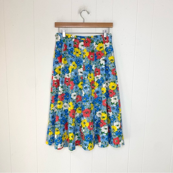 VTG 70s Peter Popovitch Floral skirt Size S 27” Waist Button A Line Tie Waist - Picture 2 of 12